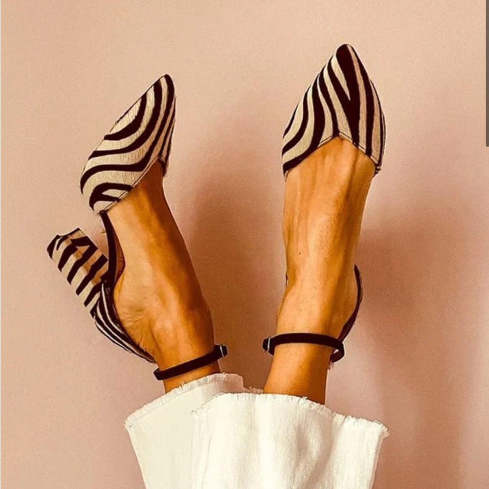 Zebra Print Heels with Ankle Strap